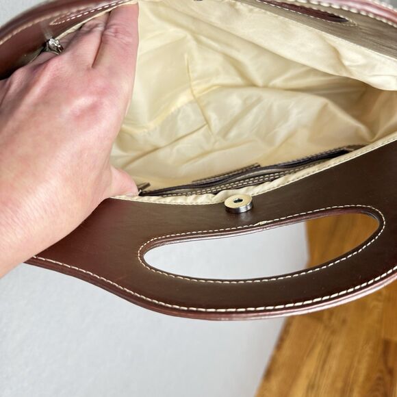 Vintage Tommy Hilfiger Madras Plaid Handbag With Brown Buttons & Magnetic Handle - Picture 4 of 7